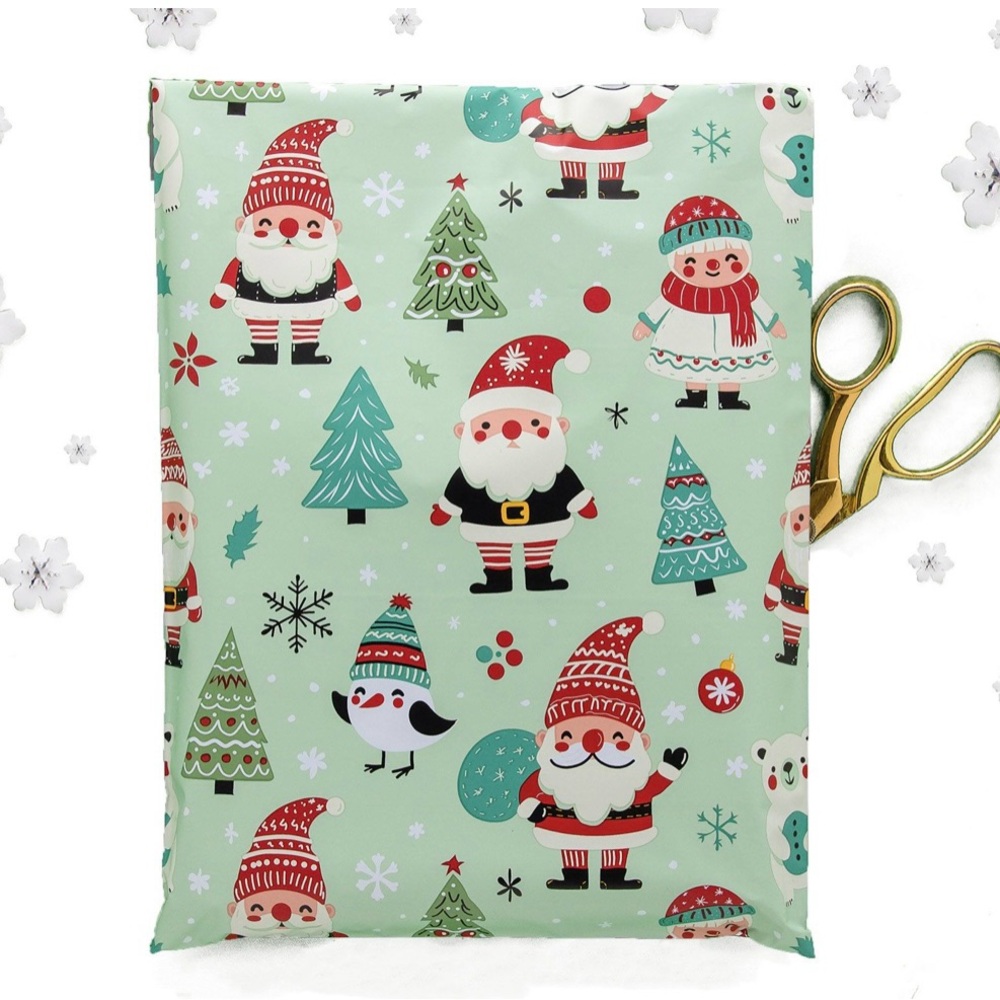 20 Holiday Poly Mailers 10 x 13 Woodland Santa